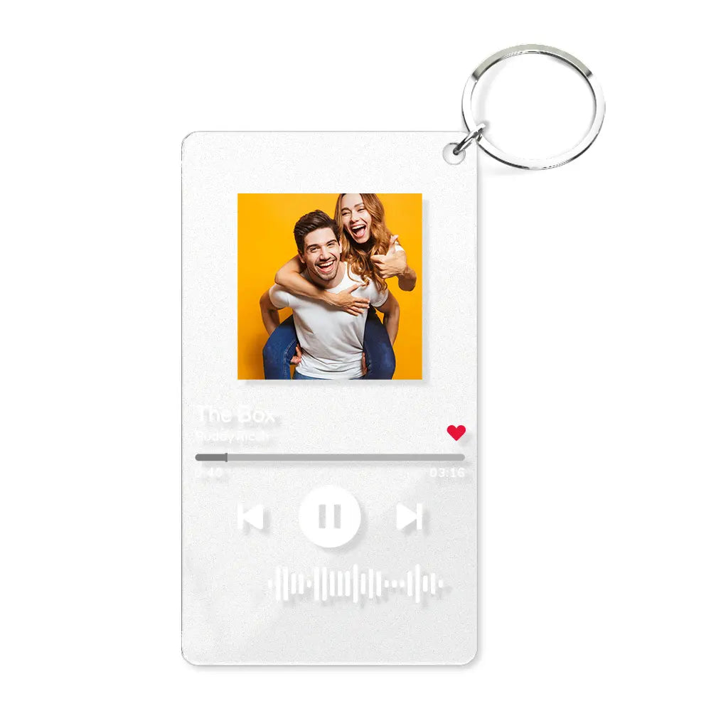Photo Acrylic Photo Key ring Custom Keyrings with Scannable Music Music Code Keychain (2.1IN X 3.4IN)-Mom