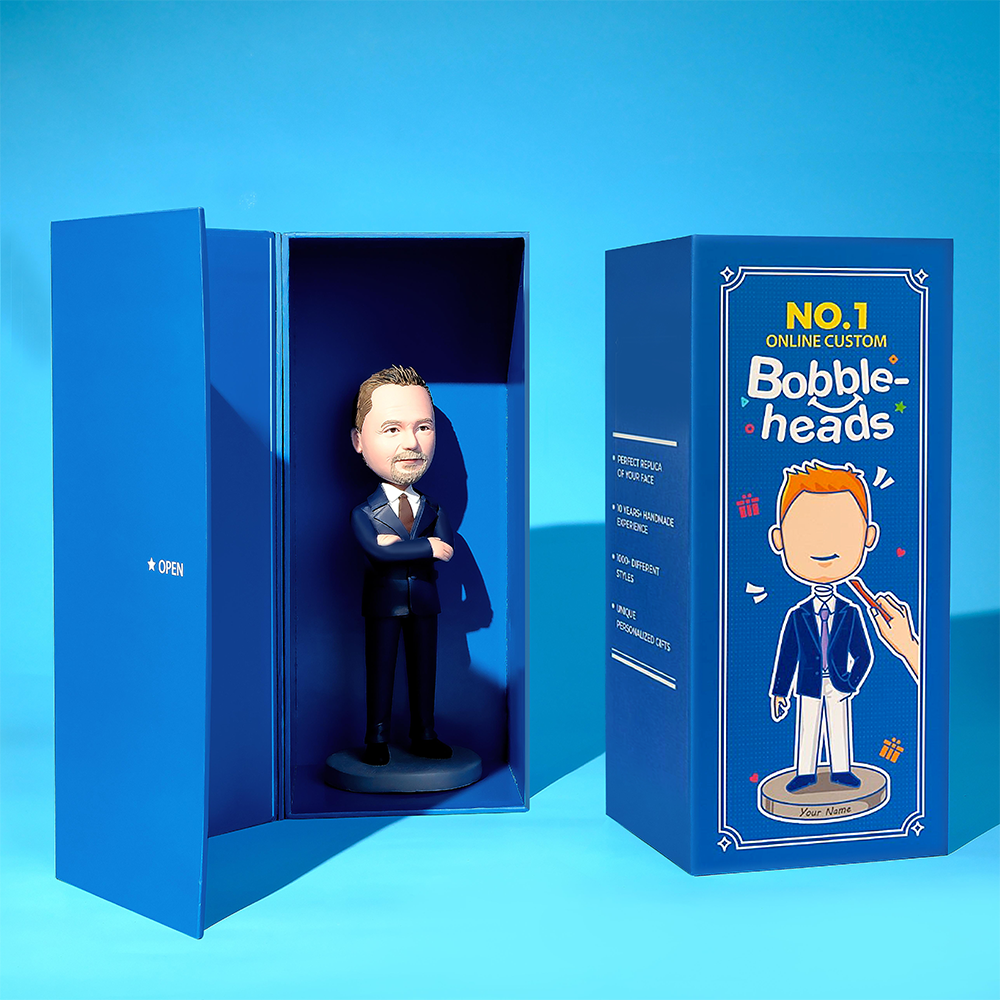 Custom Bobblehead Cool Male Student in School Uniform Bobblehead With Text