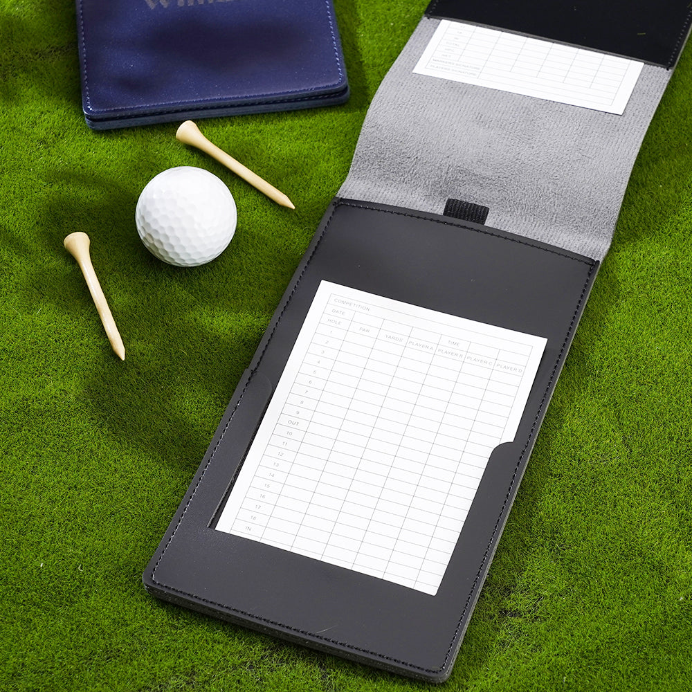 Personalized Birth Flower PU Leather Golf Scorecard Holder Birthday Gift for Golf Lover