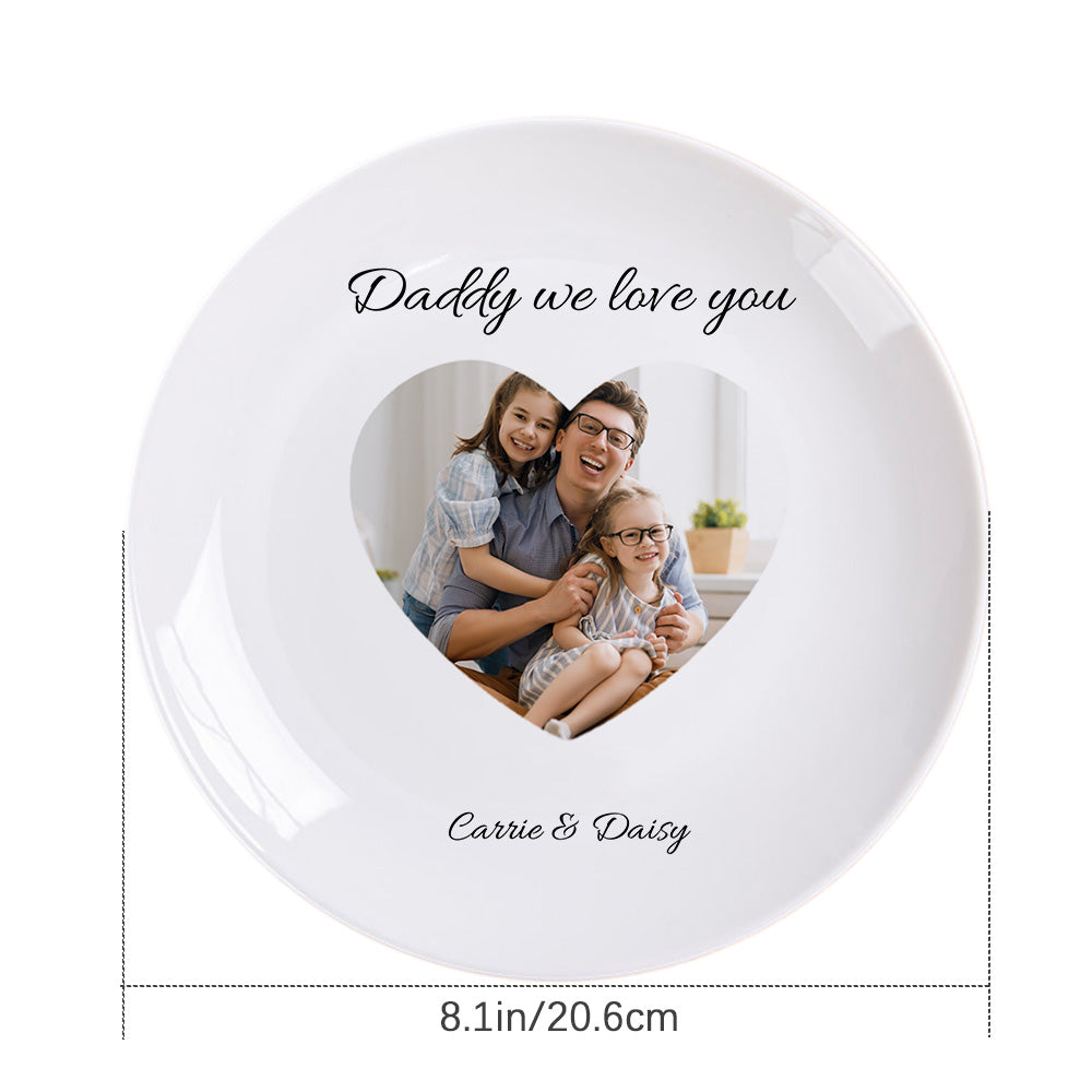 Customized Heart Photo Ceramics Dinner Plate Tableware Gifts For Mother's Day