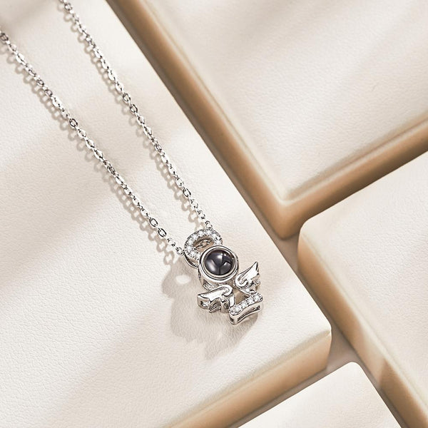 Personalized Guardian Angel Color Photo Projection Necklace