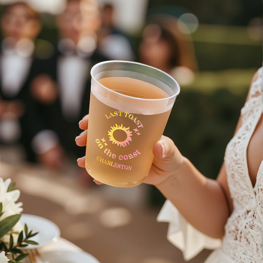 Personalized Last Toast On The Coast Plastic Disposable Cups Wedding Bachelorette Party Gift for Bridesmaid