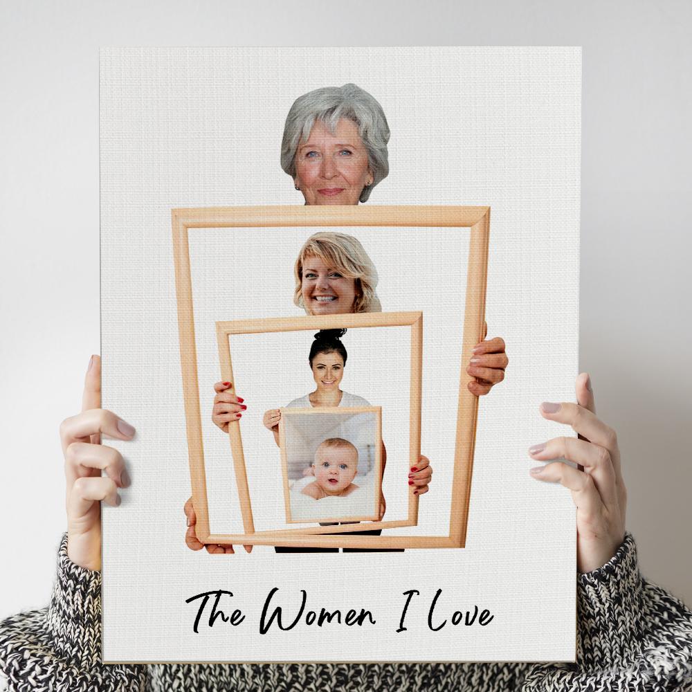 The Three/ Four/ Five Ages of the Generations Painting Custom Photo Canvas Ornament Mother's Day Gift