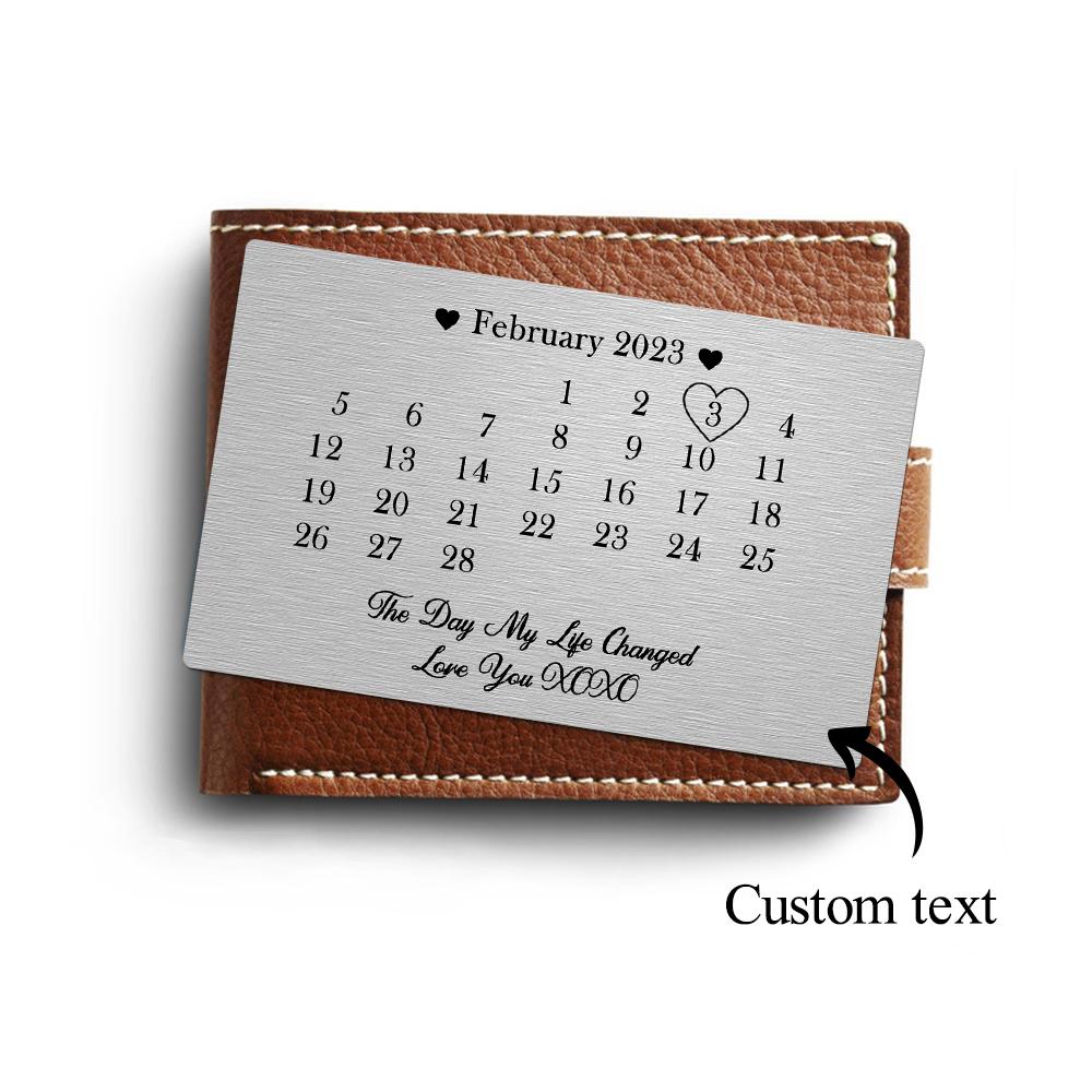 Father's Day Gifts Personalized Wallet Card Day My Life Changed Date Metal Wallet Card Calendar Keepsake