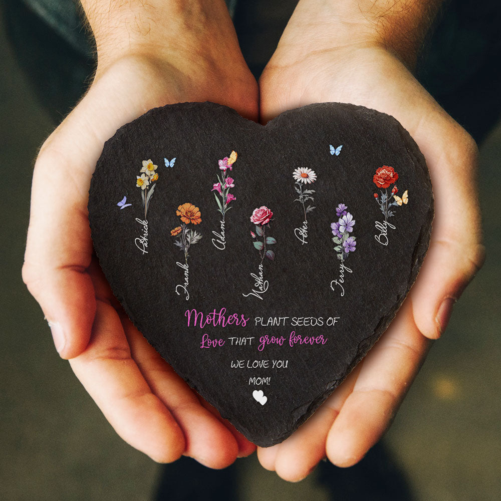 Custom Birth Flowers Garden Stone Personalized Grandma's Garden Stone for Mother's Day Gift