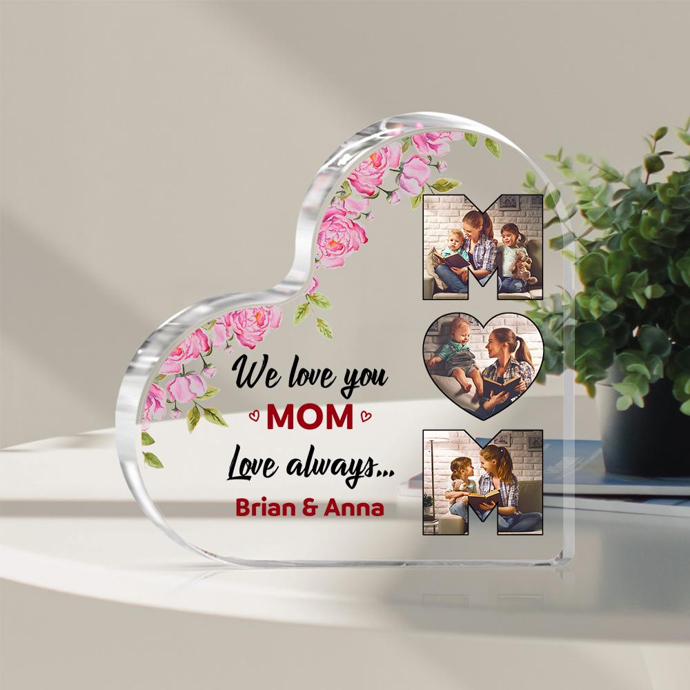 Custom Photo Acrylic Heart Flower Mother's Day Gift Personalized Acrylic Hearts for Mom