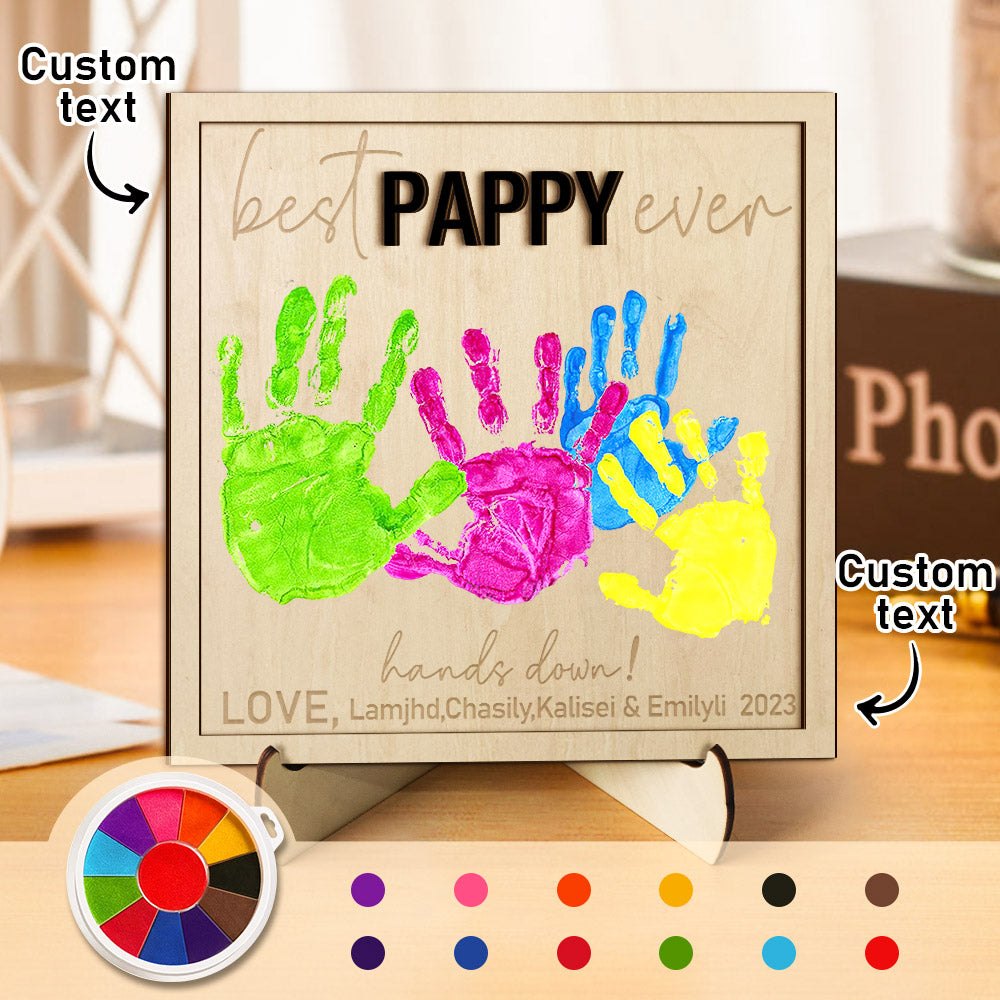 Custom Wooden Handprint Sign Personalized Father's Day DIY Hands Down Plaque Gifts