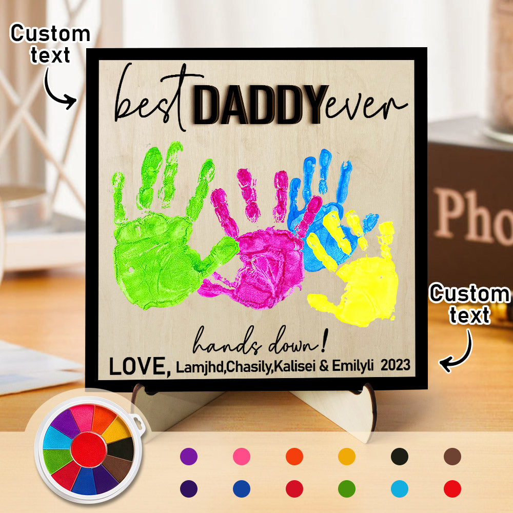 Custom Wooden Handprint Sign Personalized Father's Day DIY Hands Down Plaque Gifts