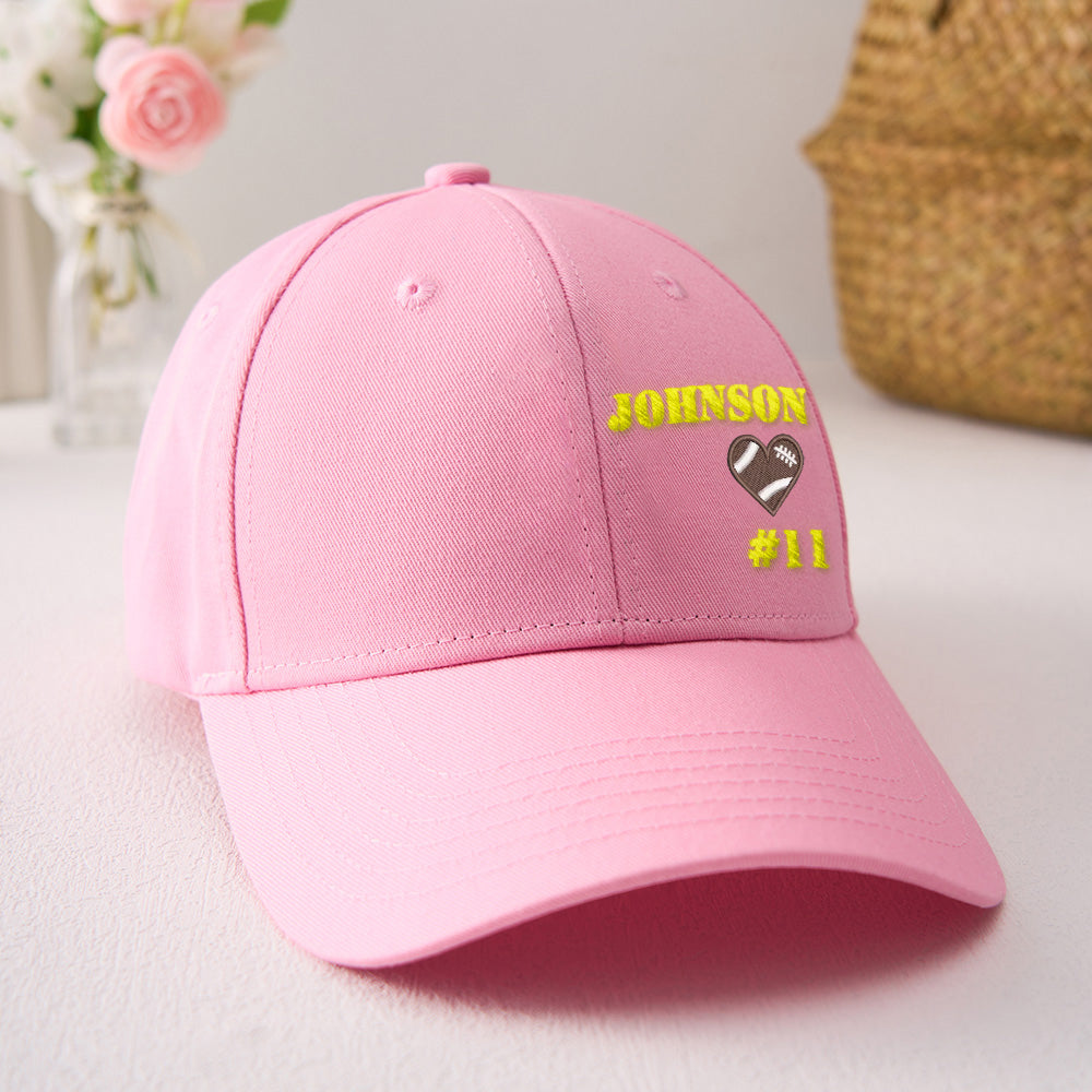 Personalized Football Team Caps Baseball Hats Game Day Gift Idea for Teammates and Sports Fans Back to School