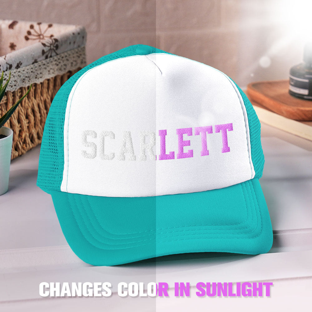 Custom Puff Print Trucker Hat Personalized Name Light-changing Foam Trucker Caps Back to School Gift