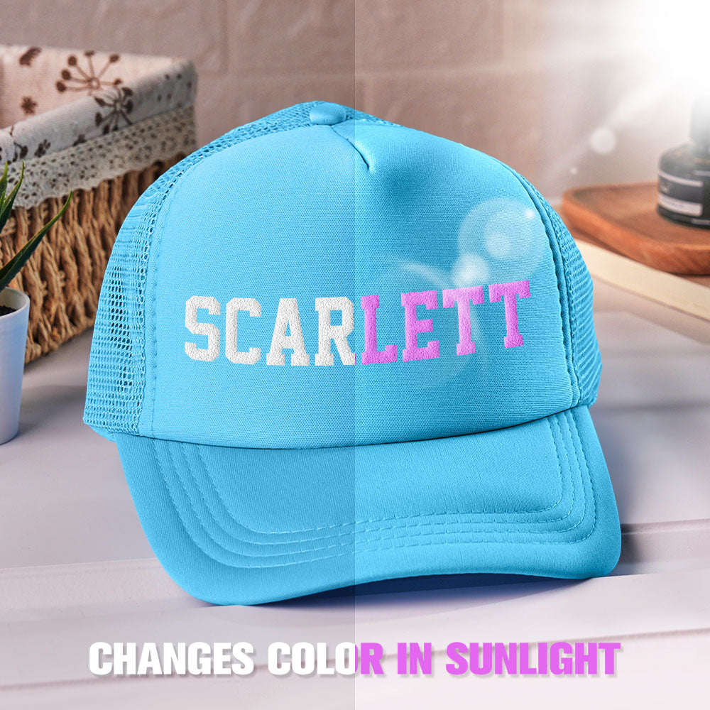 Custom Puff Print Trucker Hat Personalized Name Light-changing Foam Trucker Caps Back to School Gift