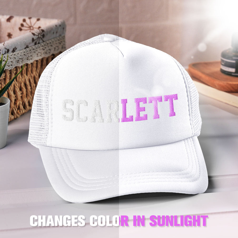 Custom Puff Print Trucker Hat Personalized Name Light-changing Foam Trucker Caps Back to School Gift