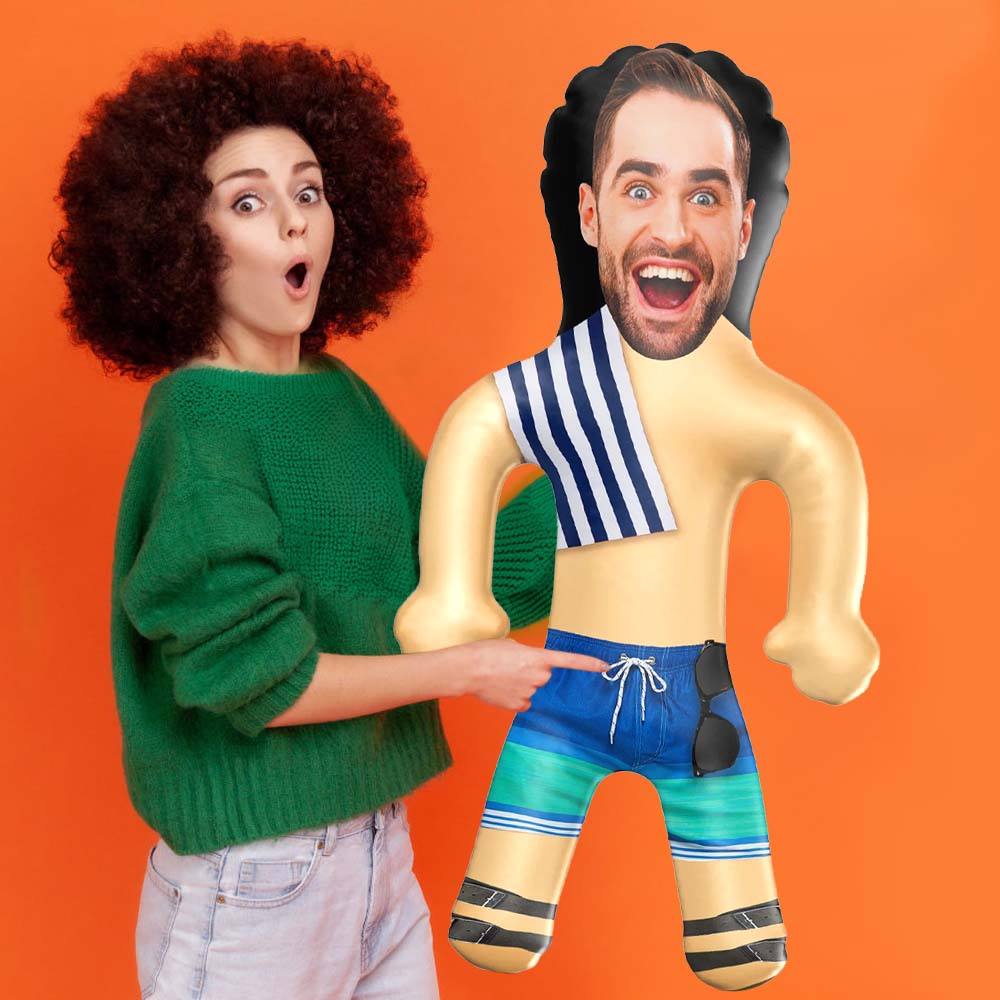 Customized balloons Beach Guy Custom Blow Up Doll Inflatable Doll Gag Gift for Bride Grooms Face Doll