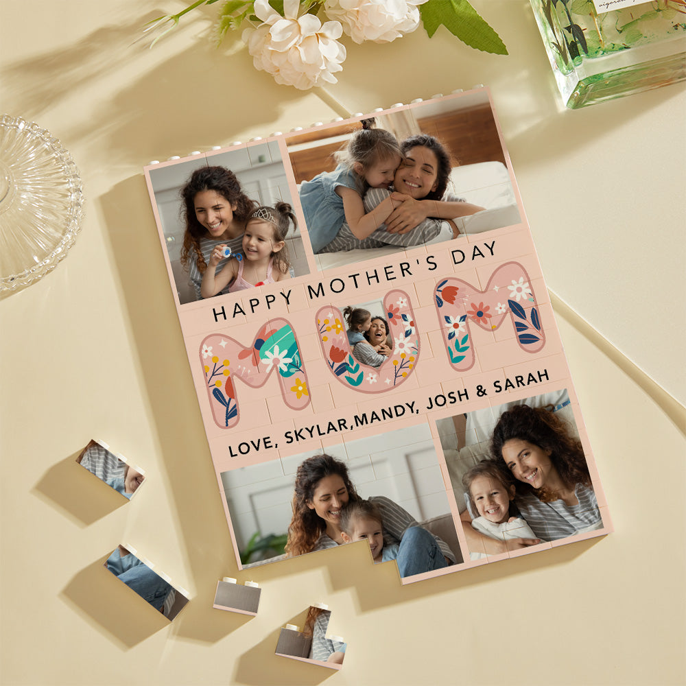 Custom Building Block Puzzle Vertical Building Photo Brick for Mum Happy Mother's Day
