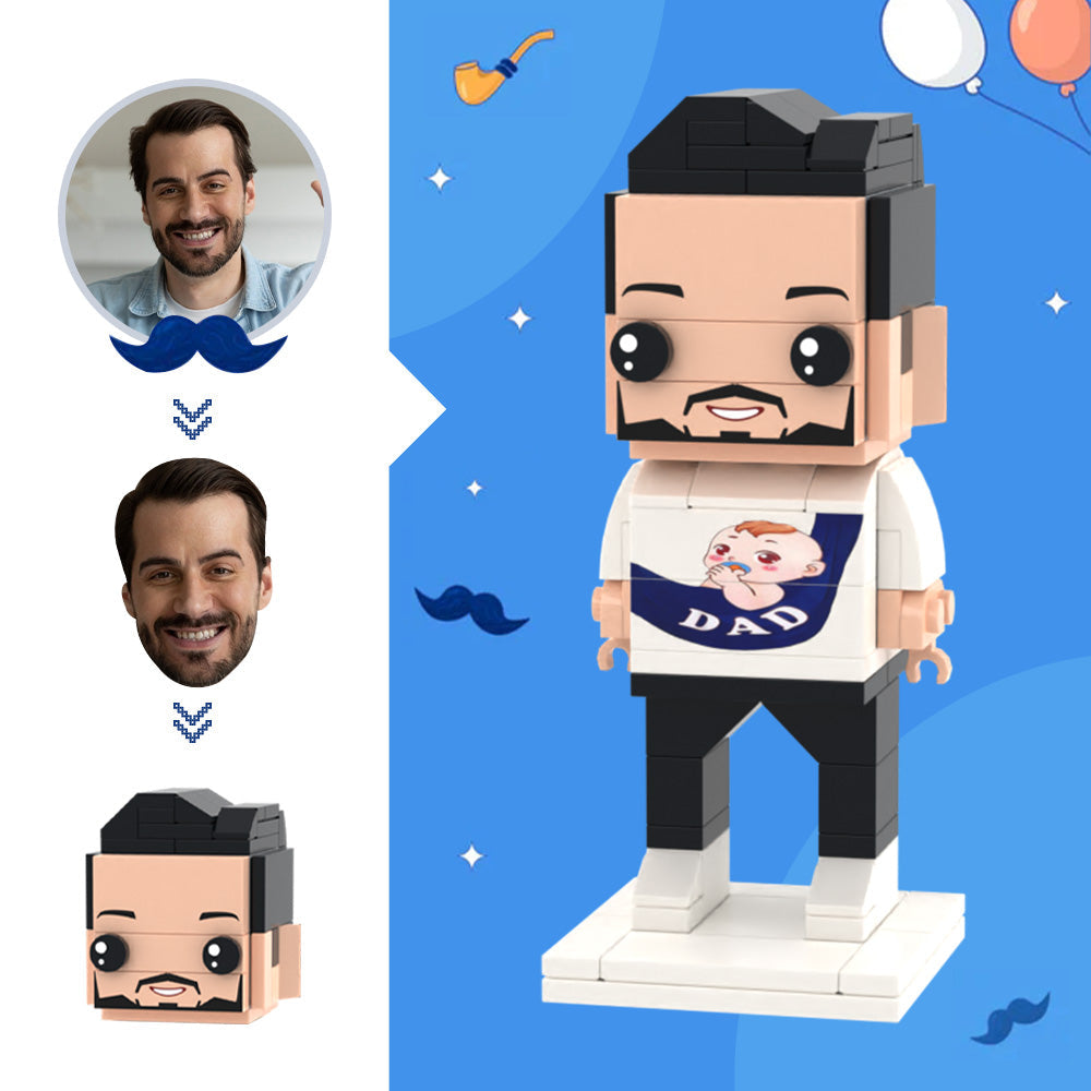 Gifts for Dad Custom Head Brick Figures New Dad Brick Figures Small Particle Block Toy