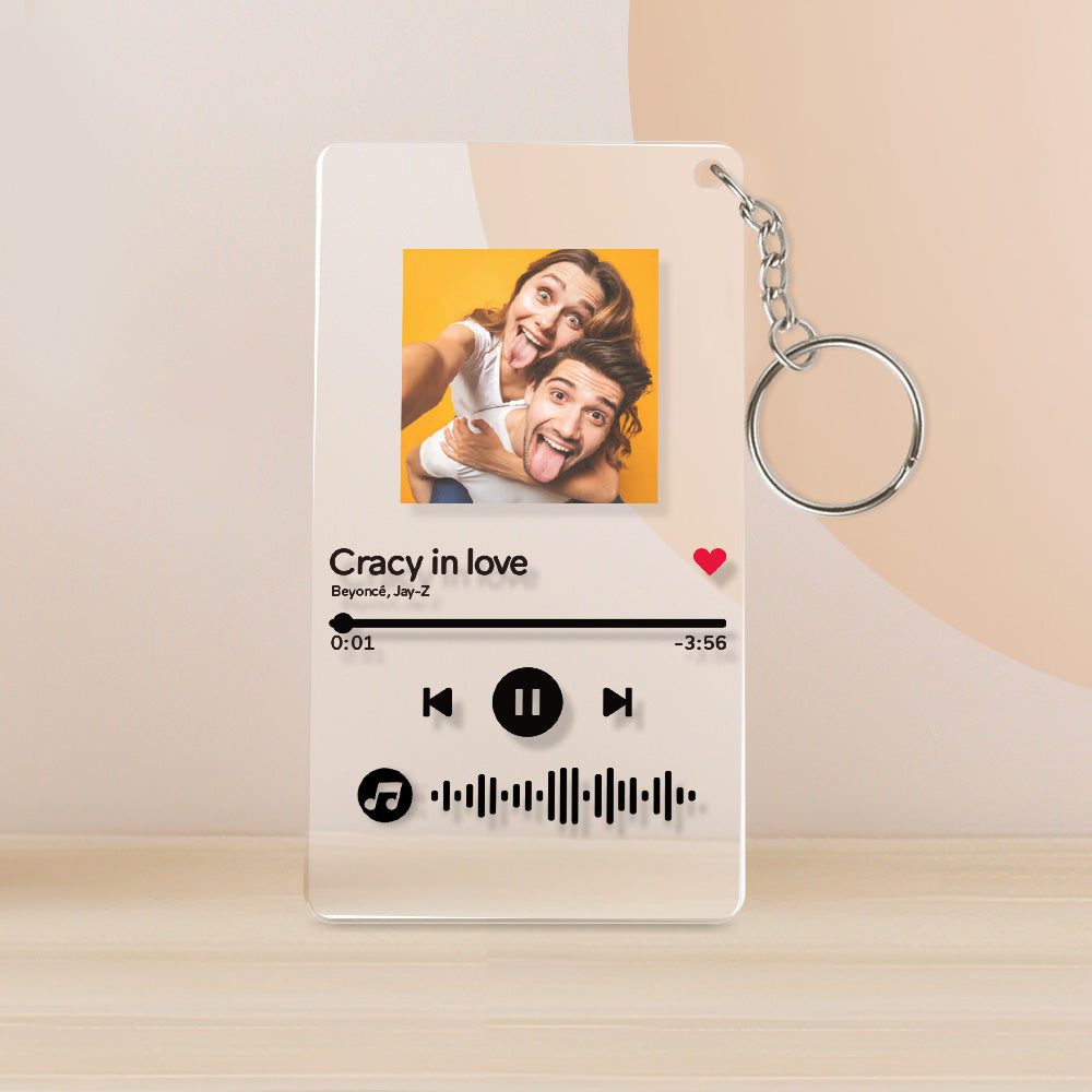 Photo Acrylic Photo Key ring Custom Keyrings with Scannable Music Music Code Keychain (2.1IN X 3.4IN)-Mom
