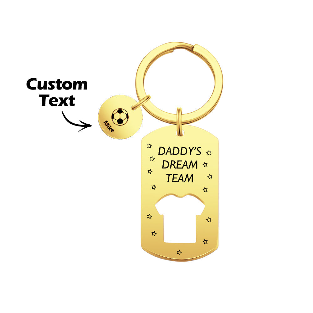 Personalized Engraved Football Daddy' Dream Team Keychain with Children's Names Key Ring Father's Day