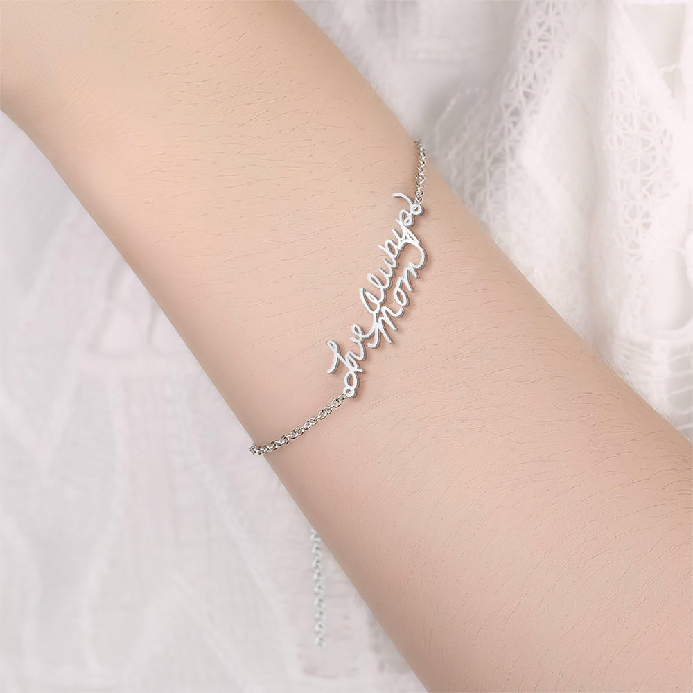 Personalized Photo Handwriting Bracelet Memorial Custom Keepsake Gift for Mom Girlfriend Family