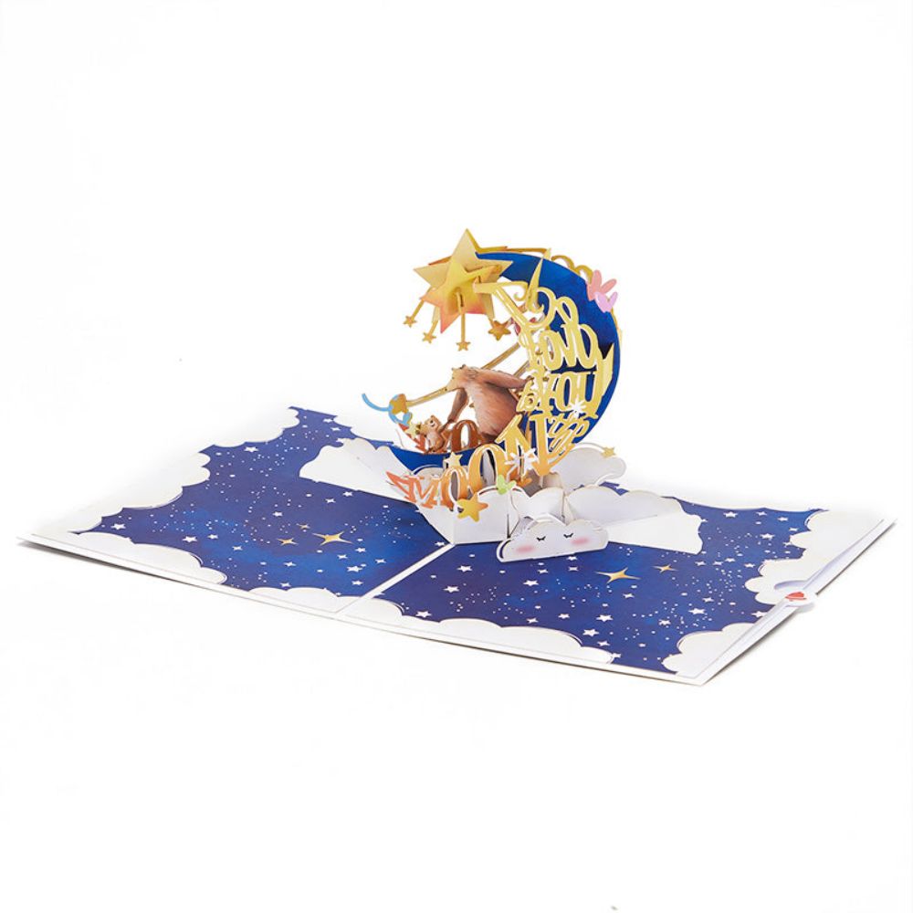 Love You To The Moon and Back Wedding 3D Pop Up Greeting Card for Mom