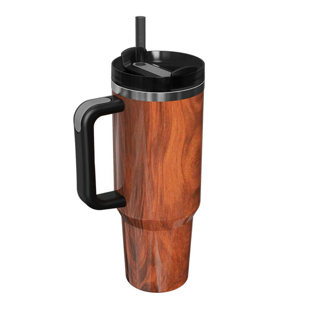 40oz Insulated Mug with Handle and Straw Marble Pattern Stainless Steel Travel Cup Gift for Family Friends