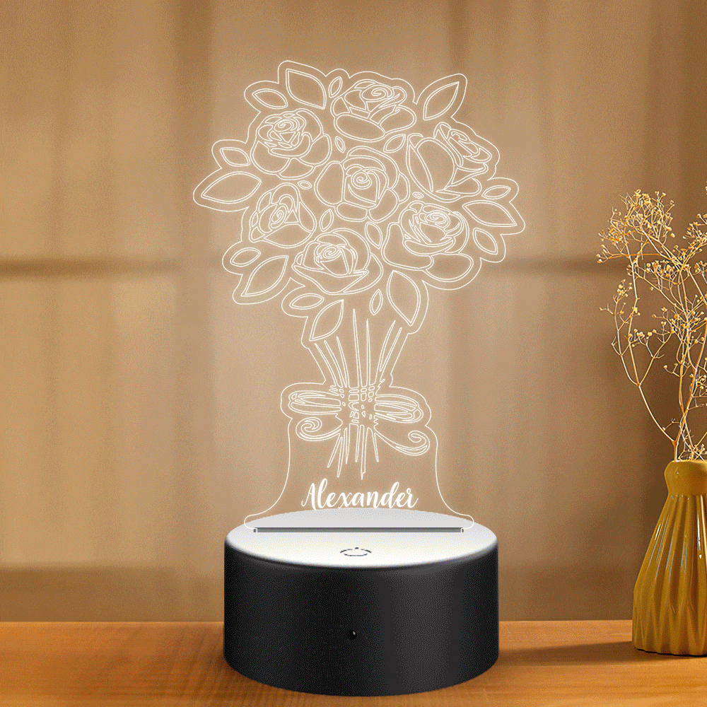 Name Night Light 3d Night Light Gifts for Mother Flower