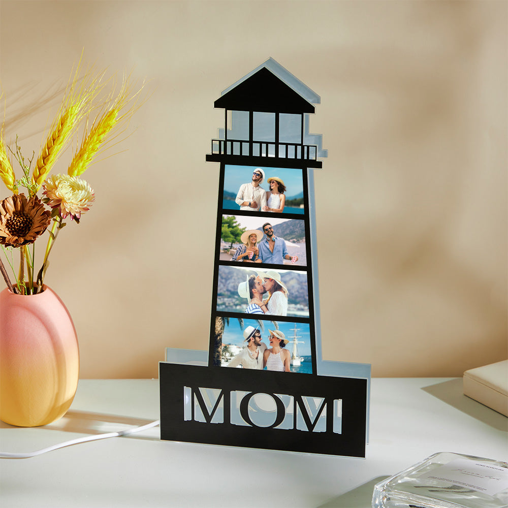 Personalized Photo Lighthouse Night Light LED Lamp Decoration Mother's Day Gifts