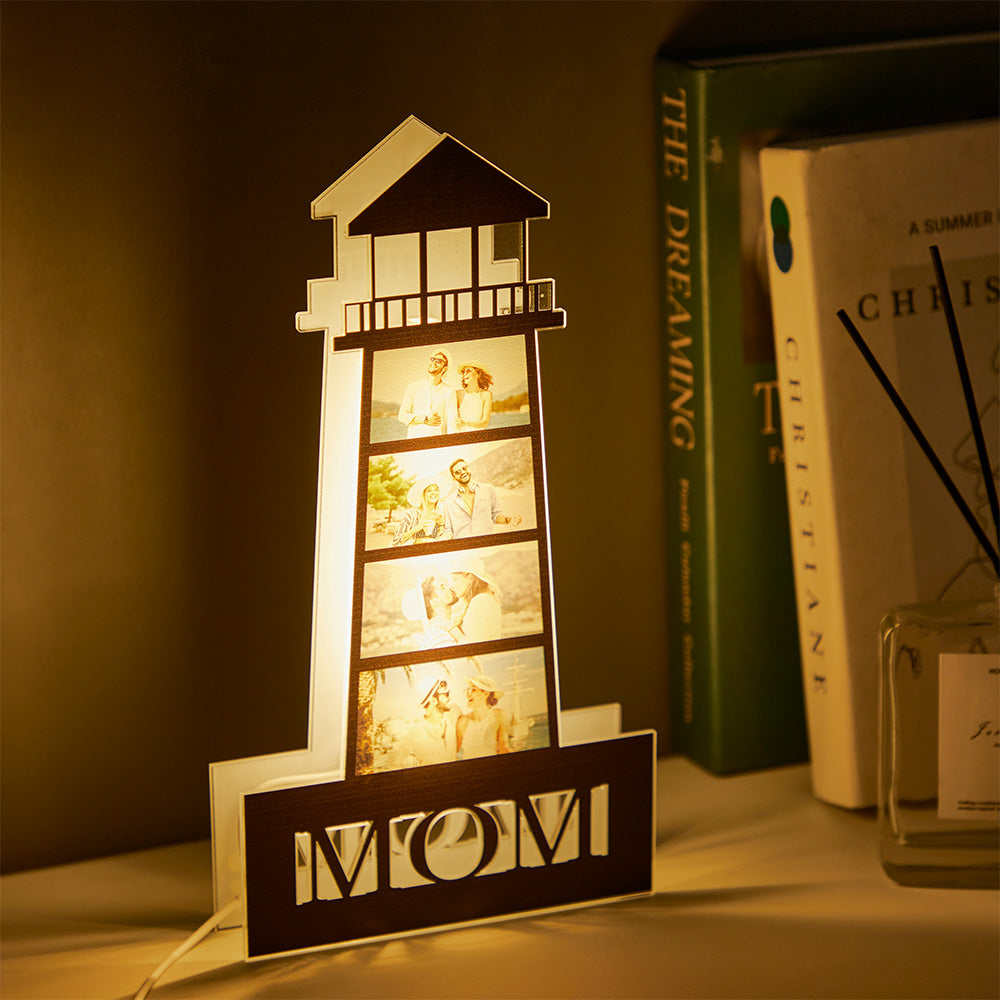 Personalized Photo Lighthouse Night Light LED Lamp Decoration Mother's Day Gifts