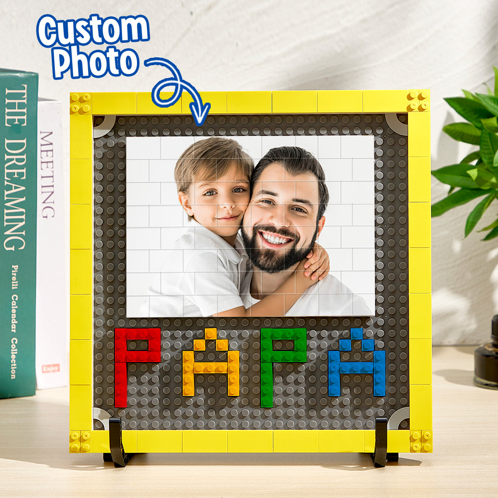 Personalized Photo Building Brick Puzzles Custom Papa Building Block Picture Frame Father's Day Gifts