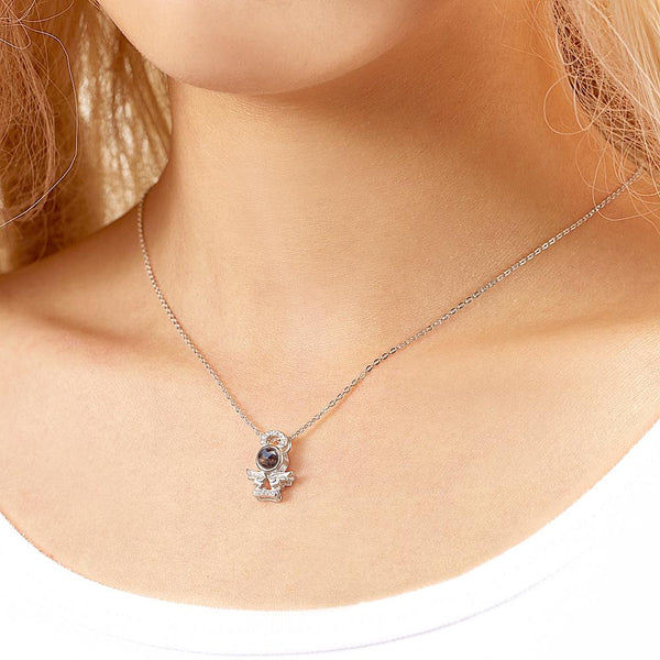 Personalized Guardian Angel Color Photo Projection Necklace