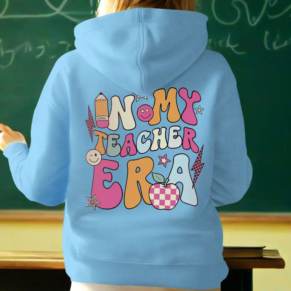 Personalized In My Teacher Era Hooded Sweatshirt Teacher Custom Name Hooded Sweatshirt Back to School