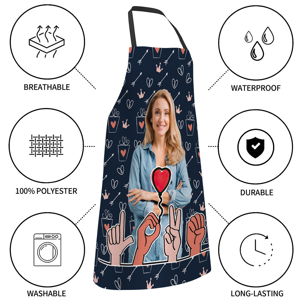 Customised Cooking Apron Personalized Photo I Love You Apron