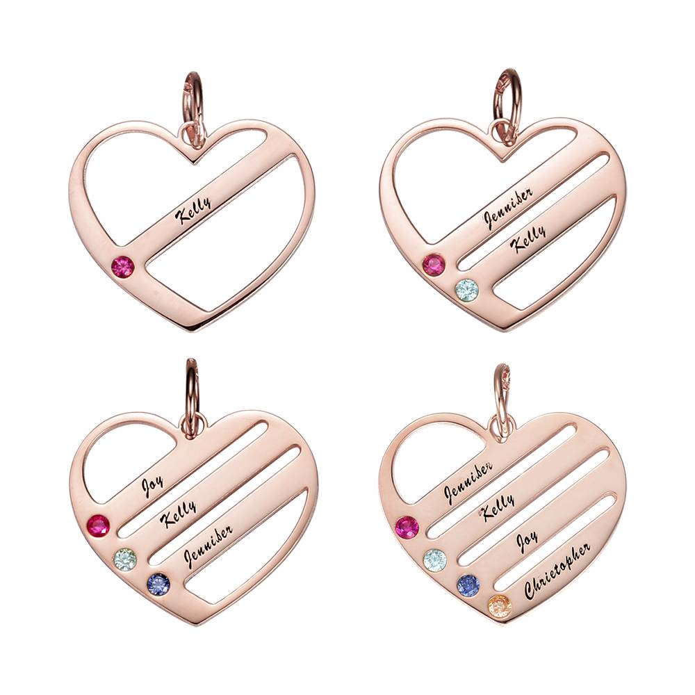 Engraved Heart Name Necklace Custom Family Birthstone Mom Necklace S925 Silver