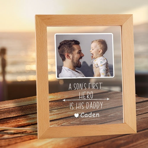 Custom Name and Photo Plaque with Base Night Light Father's Day Gift
