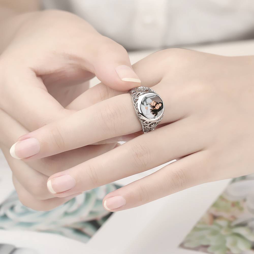 Round Women Rings Custom Photo Ring Mother's Day Gifts