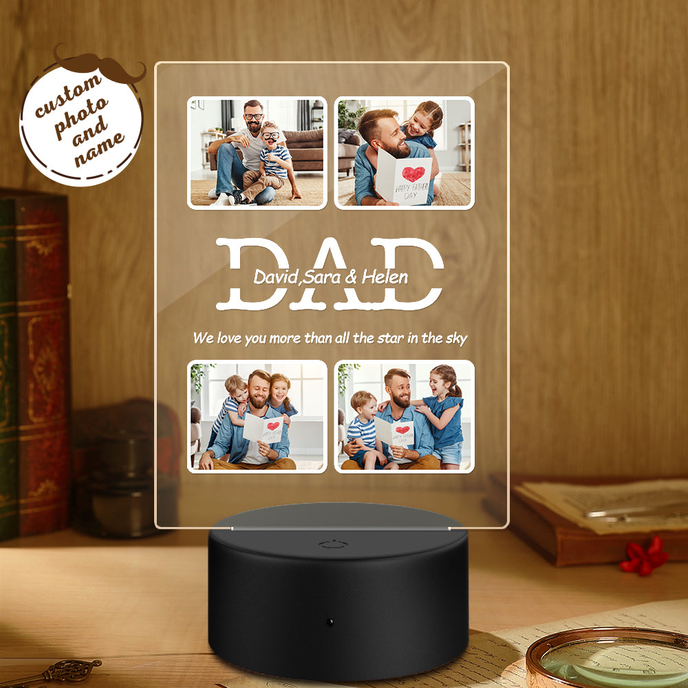 Personalized Photo Night Light with Name We Love You More Than All the Star In the Sky for Dad