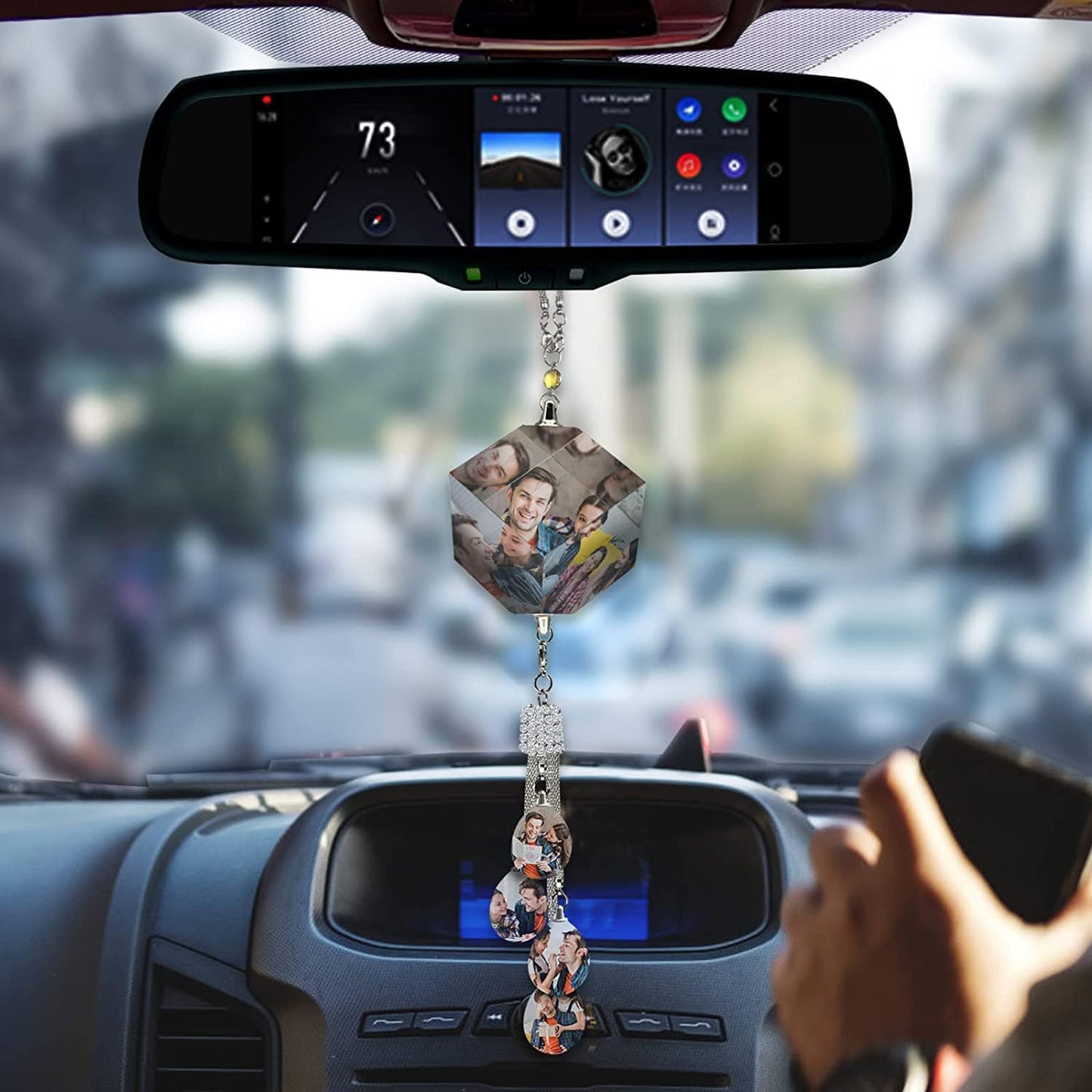 Custom Car Pendant Photo Car Hanging Ornaments Car Accessories Gifts for Dad Drivers