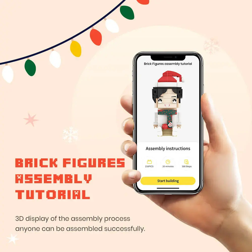 Customized Father's Day Gift Building Block Fully Body 2 People Custom Brick Figures Cute Face Brick