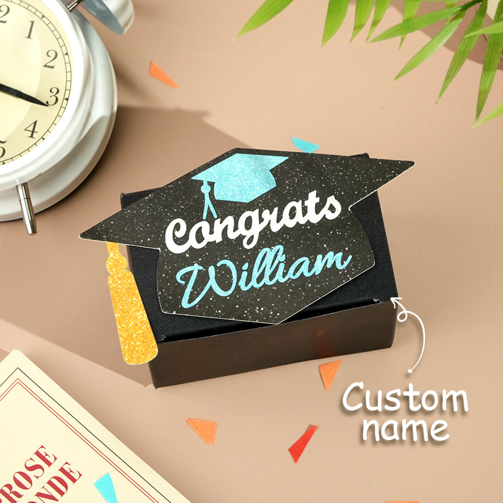 Personalized Graduation Cap Pull Out Money Gift Box Money Holder with 30pcs Transparent Bags Gift for