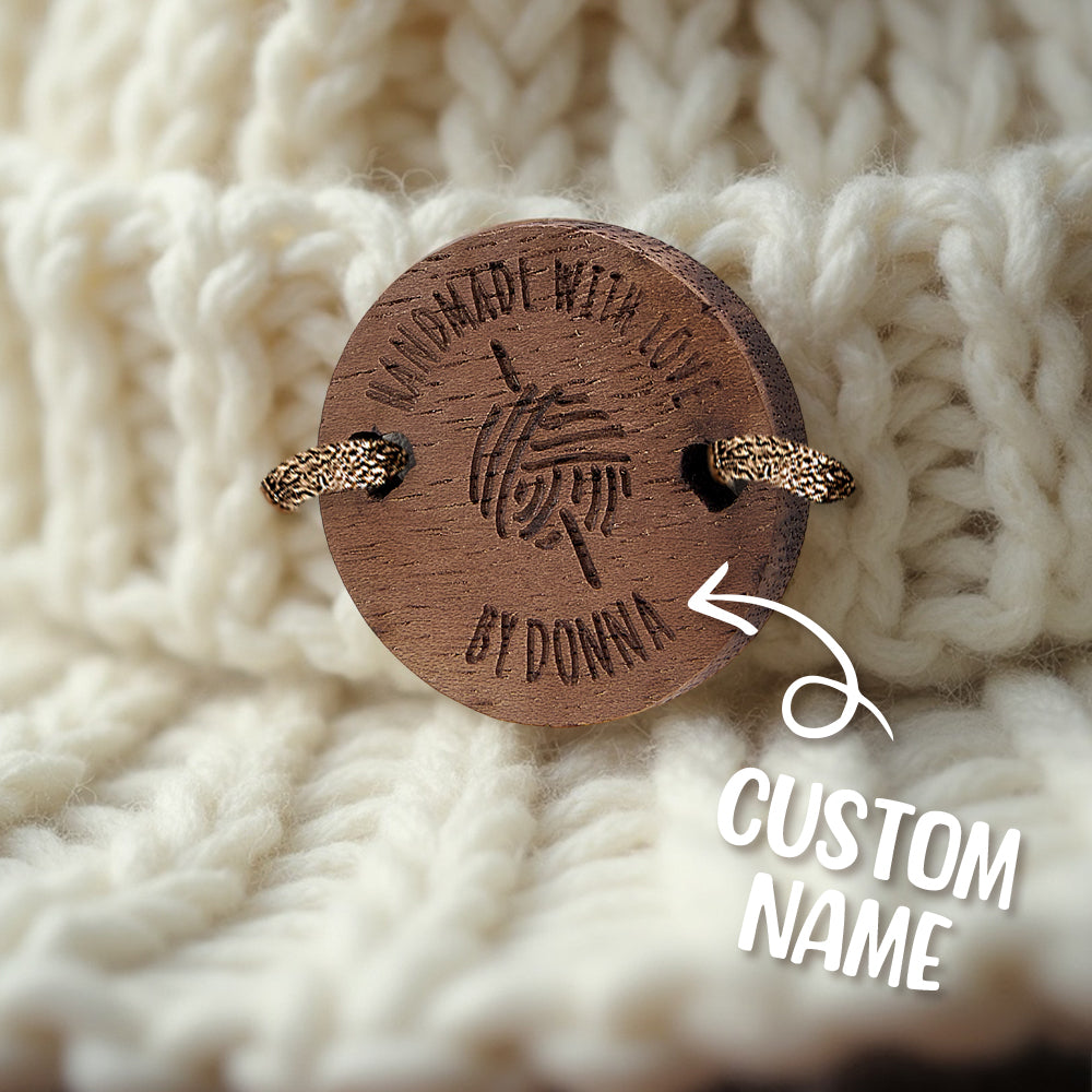 Personalized Handmade with Love Wooden Buttons Set of 15 Clothing Labels Gifts for Mother Grandma Knitting