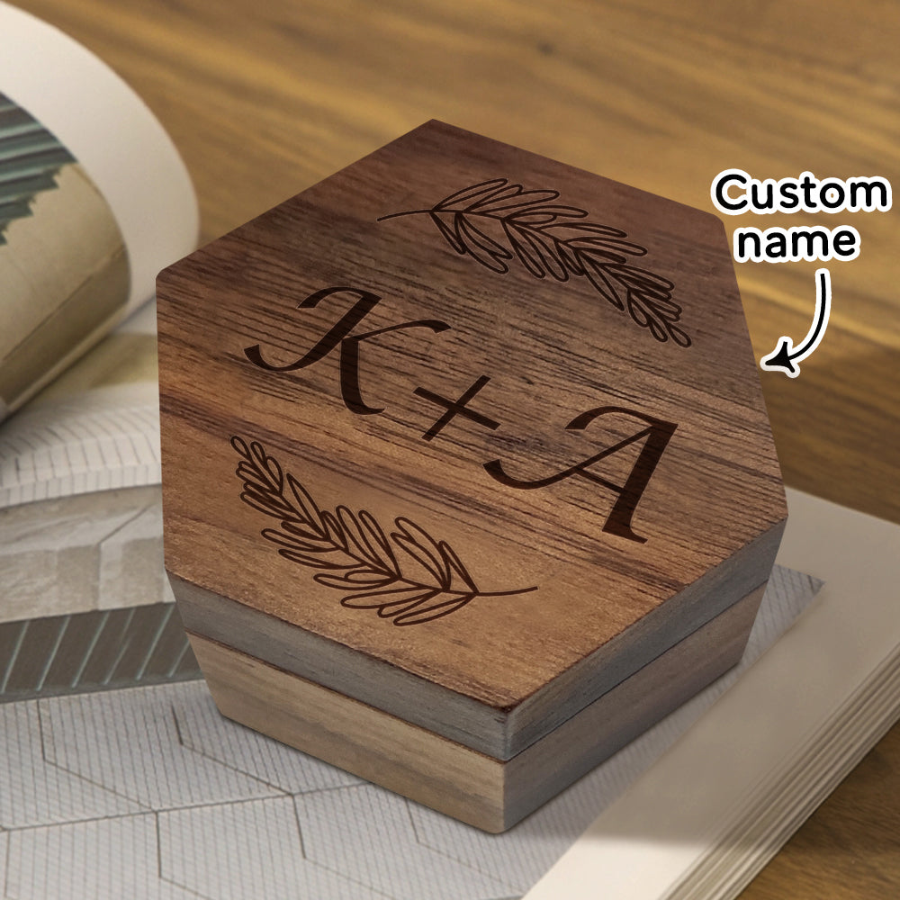 Six styles of Customized Hexagon Wooden Jewelry Box Wedding Ring Box