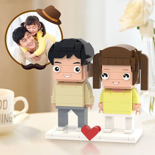 Father's Day Gifts Full Custom 2 People Brick Figures Custom Brick Figures Small Particle Block Toy