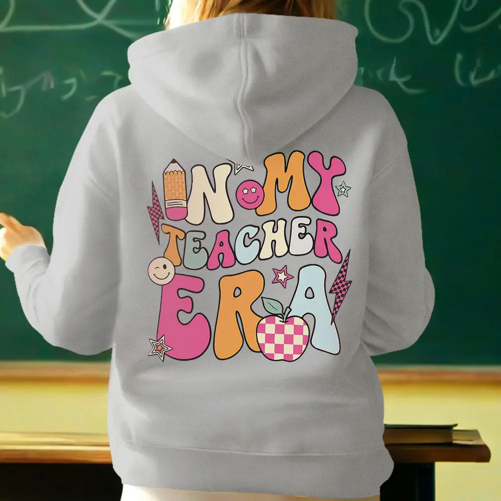 Personalized In My Teacher Era Hooded Sweatshirt Teacher Custom Name Hooded Sweatshirt Back to School