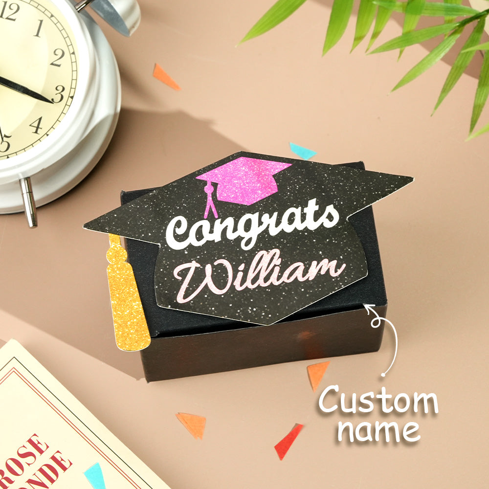 Personalized Graduation Cap Pull Out Money Gift Box Money Holder with 30pcs Transparent Bags Gift for