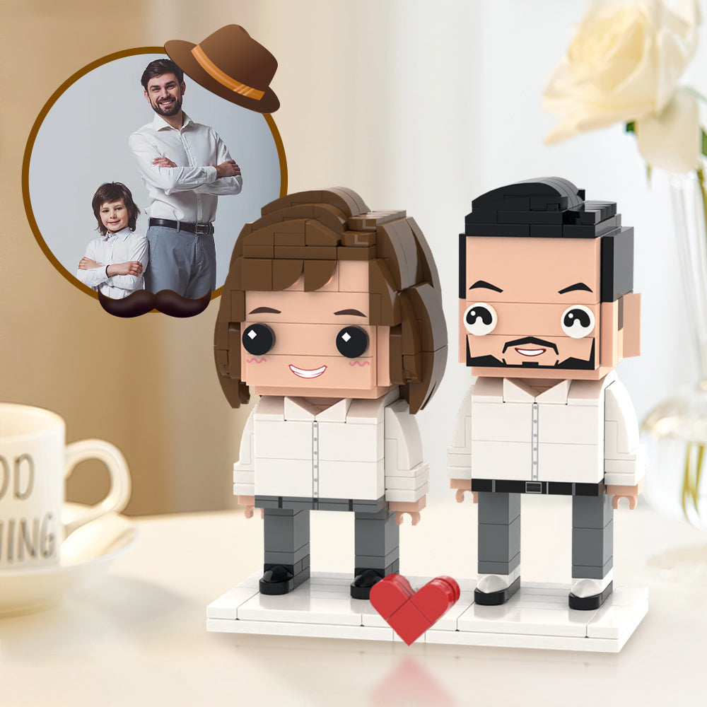 Surprise Gifts for Father Full Custom 2 People Brick Figures Custom Brick Figures Small Particle Block