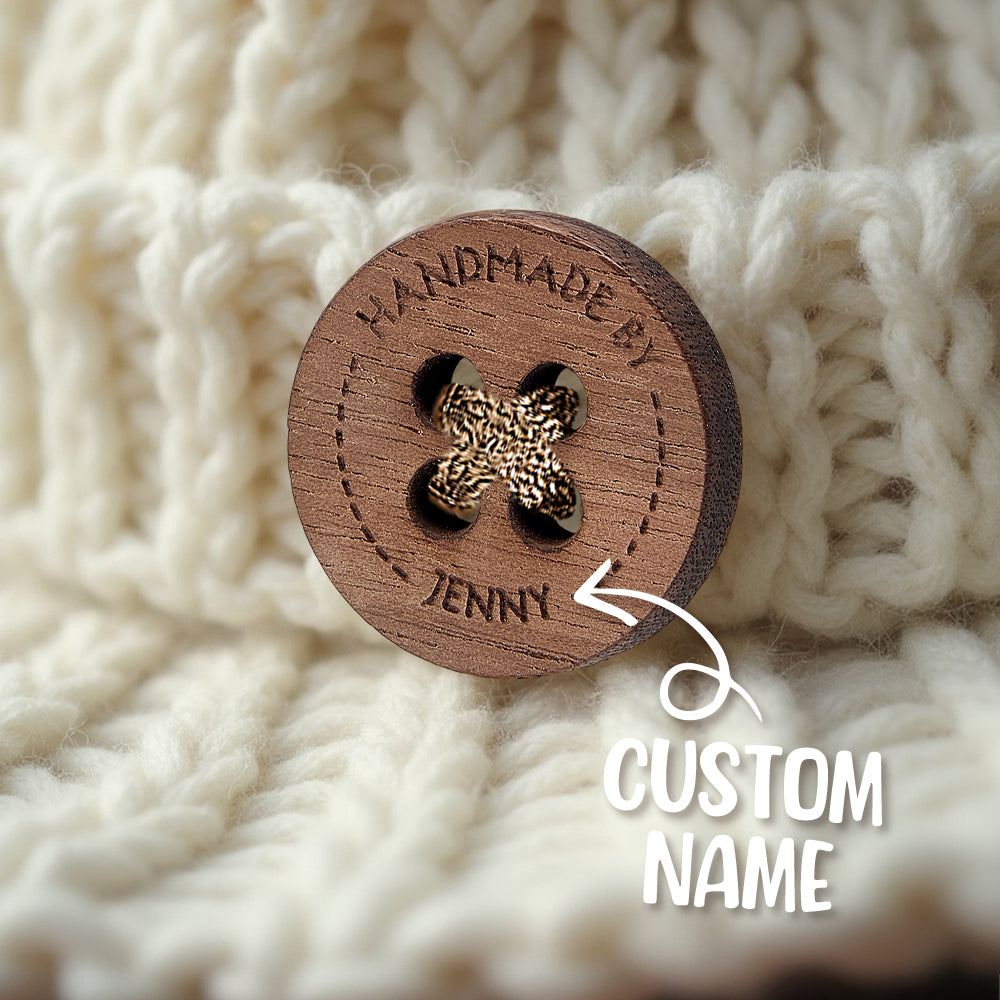 Personalized Handmade with Love Wooden Buttons Set of 15 Clothing Labels Gifts for Mother Grandma Knitting