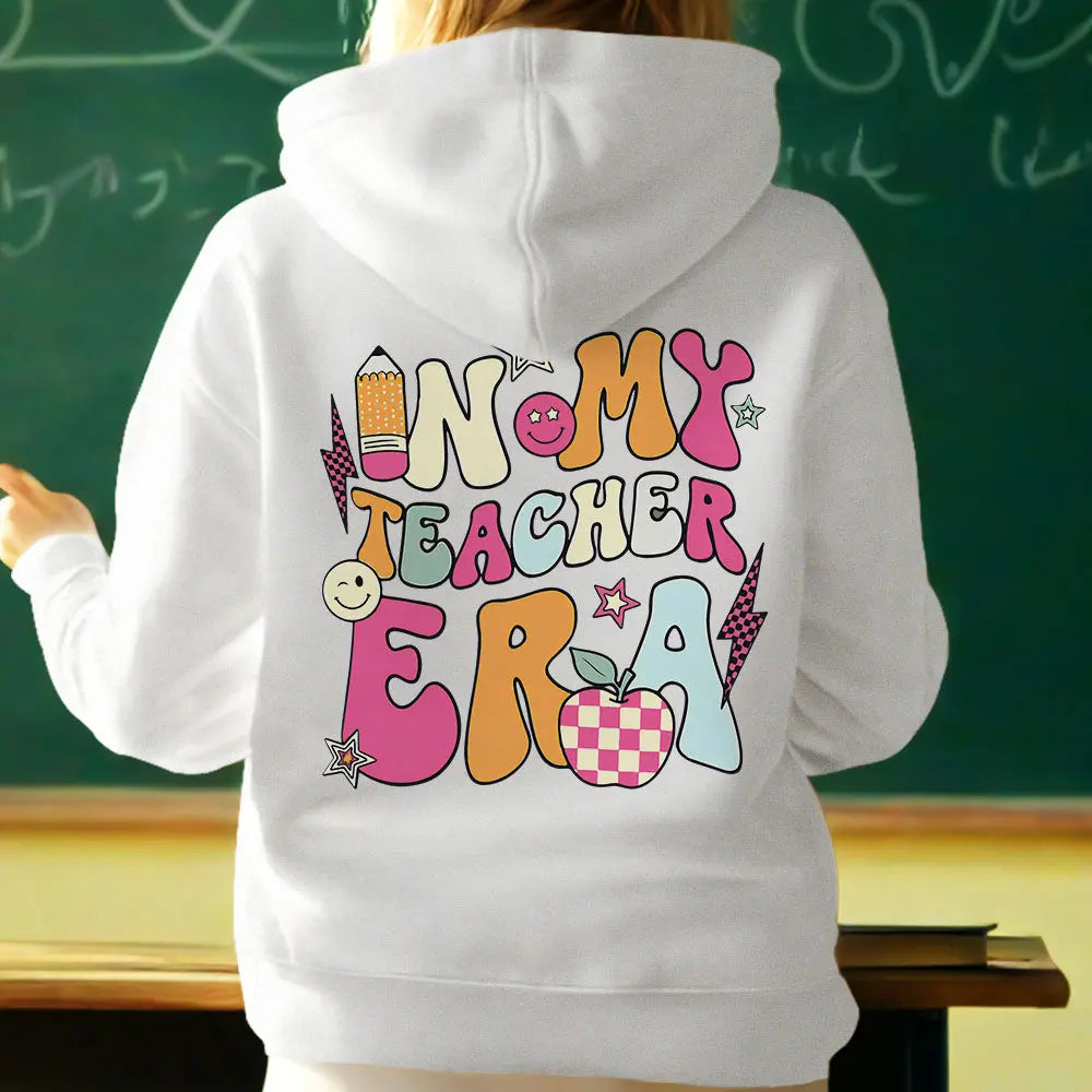 Personalized In My Teacher Era Hooded Sweatshirt Teacher Custom Name Hooded Sweatshirt Back to School
