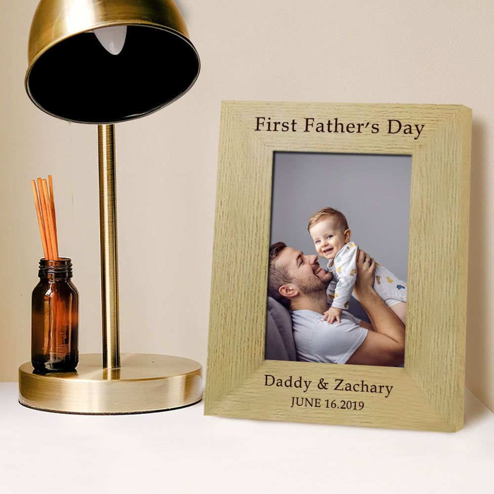 Personalized Photo Frame First Father's Day Wood Picture Frame For New Dad