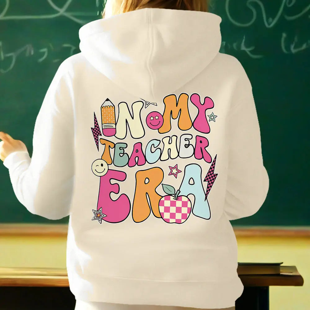 Personalized In My Teacher Era Hooded Sweatshirt Teacher Custom Name Hooded Sweatshirt Back to School