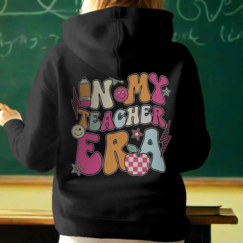 Personalized In My Teacher Era Hooded Sweatshirt Teacher Custom Name Hooded Sweatshirt Back to School