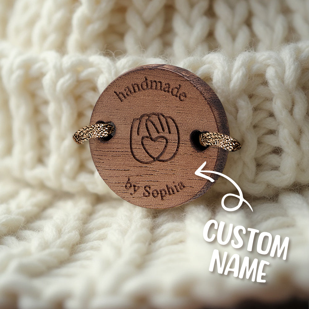 Personalized Handmade with Love Wooden Buttons Set of 15 Clothing Labels Gifts for Mother Grandma Knitting